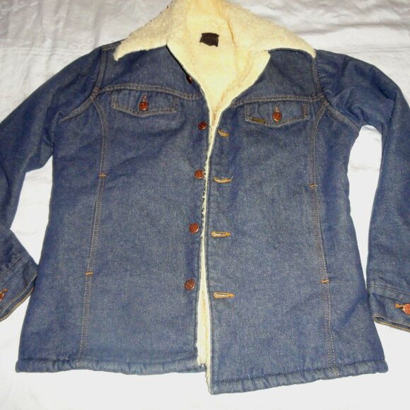 Vintage Sherpa Jean Jacket Sears Roebucks 60s 70s - Picture 1 of 8